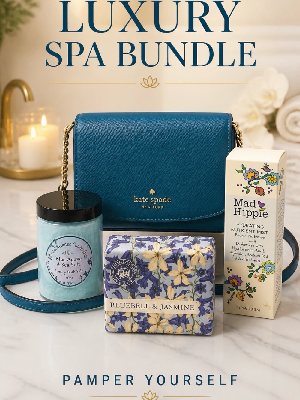 kate spade Blue Spa Bundle with Bluebell & Jasmine Set NWOT